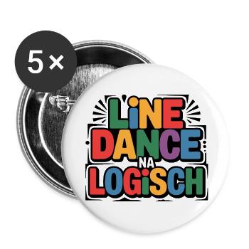 LineDance Na Logisch Bunte Typo - Buttons klein 25 mm (5er Pack) - Weiß - Vorne