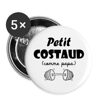 Little Tough Like Daddy Bodysuit Baby-Bodybuilding - Buttons klein 25 mm (5er Pack) - Weiß - Vorne