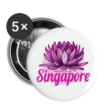 Singapur Insel Retro Lotus Vintage Urlaub Souvenir - Buttons klein 25 mm (5er Pack) - Weiß - Vorne