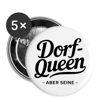 Reine du village, mais son dicton pour les filles du village et - Lot de 5 petits badges (25 mm) - blanc - Devant