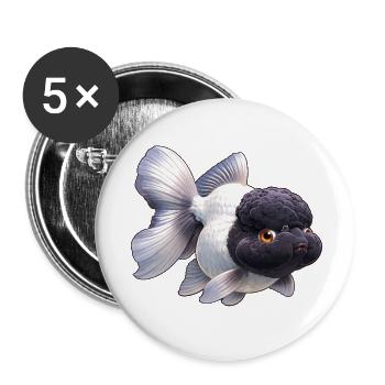 Black & White Oranda High Quality Goldfish - Buttons klein 25 mm (5er Pack) - Weiß - Vorne