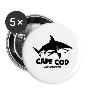 Cape Cod - great white sharks - Buttons small 1''/25 mm (5-pack) - white - Front