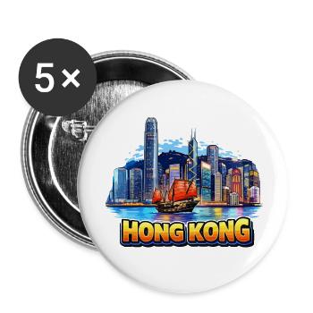 Hong Kong Skyline - Buttons small 1''/25 mm (5-pack) - white - Front