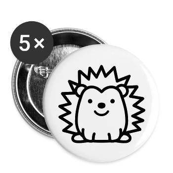 Igel - Buttons klein 25 mm (5er Pack) - Weiß - Vorne