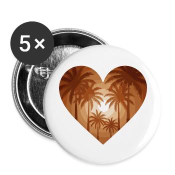 Palmsonnenuntergang im Herzsilhouetten-Design - Buttons klein 25 mm (5er Pack) - Weiß - Vorne