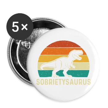 Sobrietysaurus Lustiger Nüchtern Erholung AA NA - Buttons klein 25 mm (5er Pack) - Weiß - Vorne