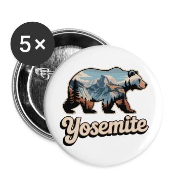 Yosemite Bär - Nationalpark Outdoor Design - Buttons klein 25 mm (5er Pack) - Weiß - Vorne