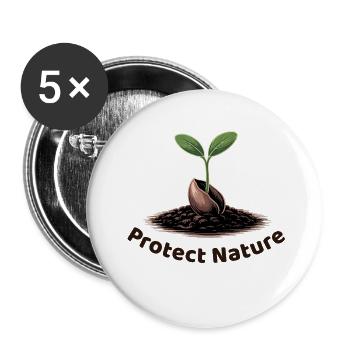 Protéger la nature - Lot de 5 petits badges (25 mm) - blanc - Devant