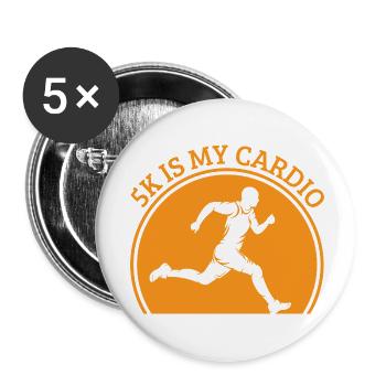 Courir un 5 km est mon cadeau de coureur cardio marathonien - Lot de 5 petits badges (25 mm) - blanc - Devant
