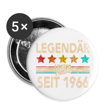 60th Birthday Man Woman 60 Years 1966 Decoration Funny - Buttons small 1''/25 mm (5-pack) - white - Front