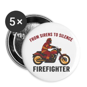 Feuerwehrmann-Biker-Abzeichen Schablone Kunst - Buttons klein 25 mm (5er Pack) - Weiß - Vorne