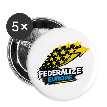 Eurofederalismus Stilflagge - Buttons klein 25 mm (5er Pack) - Weiß - Vorne