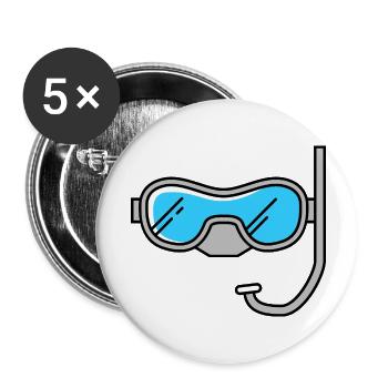 Lunettes de plongée - Lot de 5 petits badges (25 mm) - blanc - Devant