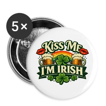 Kiss Me I'm Irish St Patrick's Design - Buttons small 1''/25 mm (5-pack) - white - Front