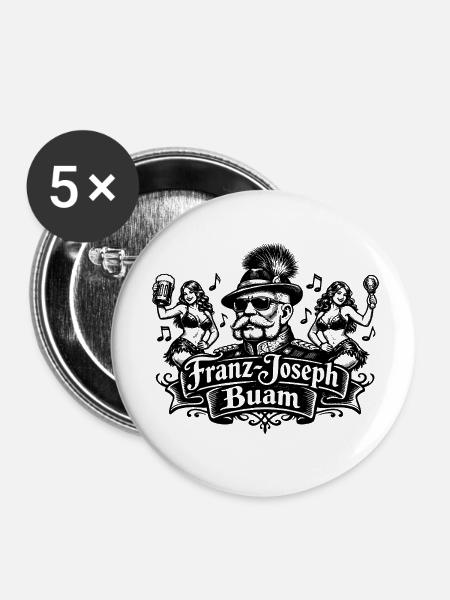 Franz Joseph Buam Logo - Buttons klein 25 mm (5er Pack) - Weiß