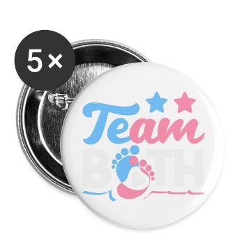 Team Beide Zwillinge Gender Reveal - Buttons klein 25 mm (5er Pack) - Weiß - Vorne
