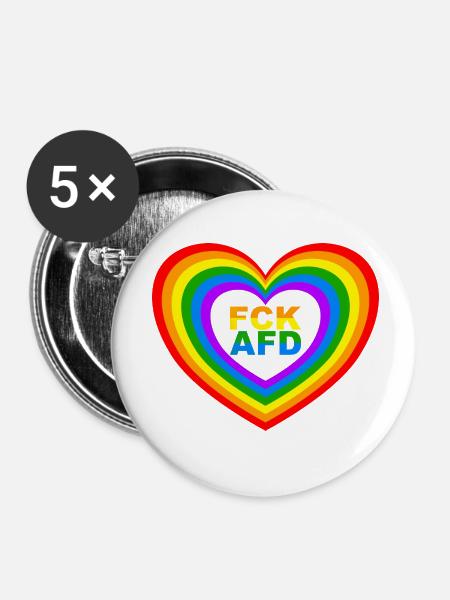 FCK AFD Herz - Buttons klein 25 mm (5er Pack) - Weiß