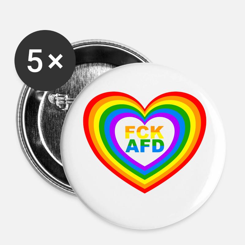 FCK AFD Herz - Buttons klein 25 mm (5er Pack) - Weiß