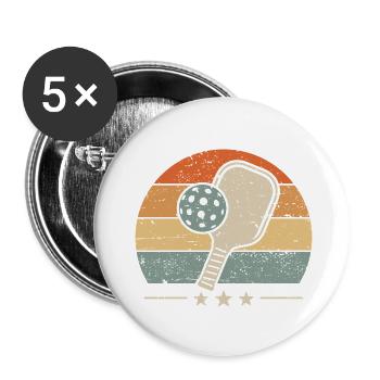 Retro Pickleball - Buttons small 1''/25 mm (5-pack) - white - Front