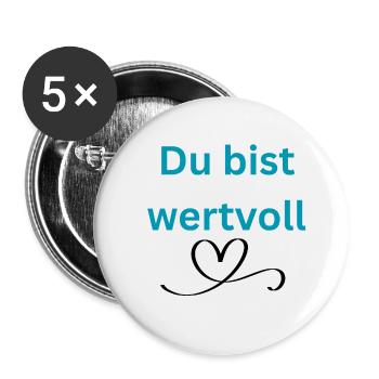 LIEBEVOLL wertvoll - Buttons klein 25 mm (5er Pack) - Weiß - Vorne