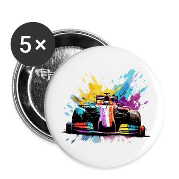 Race Car Speed Colorful Splash Art Racer - Buttons small 1''/25 mm (5-pack) - white - Front