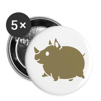 Rhino Cute Cartoon Silhouette - Buttons small 1''/25 mm (5-pack) - white - Front
