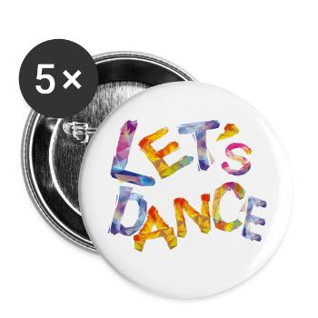 tanzende Buchstaben - Buttons klein 25 mm (5er Pack) - Weiß - Vorne