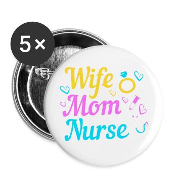 Nursing Nurse Hospital Gift - Buttons small 1''/25 mm (5-pack) - white - Front