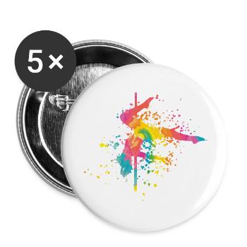 Pole Dance Bar Fitness Femmes Pole Danse - Lot de 5 petits badges (25 mm) - blanc - Devant