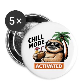 Tropical Sloth Activated Vibes - Buttons small 1''/25 mm (5-pack) - white - Front