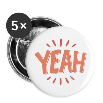 YEAH Peach  - Buttons klein 25 mm (5er Pack) - Weiß - Vorne