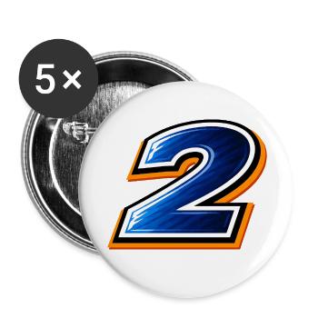 Tournois de maillots de football numéro 2 2026 Design - Lot de 5 petits badges (25 mm) - blanc - Devant