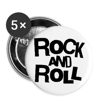 Rock and Roll Bold Typography T-Shirt - Buttons klein 25 mm (5er Pack) - Weiß - Vorne