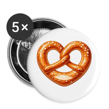 Conception de boulanger en forme de cœur de bretzel - Lot de 5 petits badges (25 mm) - blanc - Devant