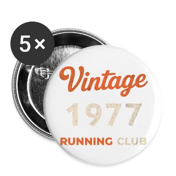 Vintage 1977 Running Club Geburtstag Geschenkidee - Buttons klein 25 mm (5er Pack) - Weiß - Vorne