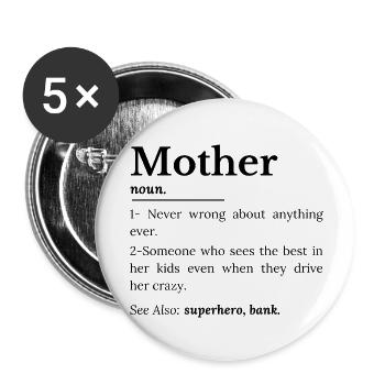 Définition de la mère - Lot de 5 petits badges (25 mm) - blanc - Devant
