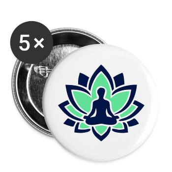 Lotus Meditation Silhouette - Buttons small 1''/25 mm (5-pack) - white - Front