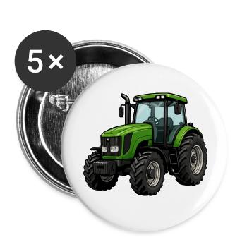 Grüner Traktor Kraftvoll Design - Buttons klein 25 mm (5er Pack) - Weiß - Vorne