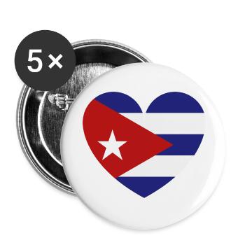 Heart Cuba Flagge - Buttons klein 25 mm (5er Pack) - Weiß - Vorne