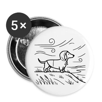 Côte du teckel Frisonne Mouline de la brise forte - Lot de 5 petits badges (25 mm) - blanc - Devant