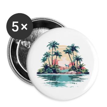 Tropical island at sunset - Buttons small 1''/25 mm (5-pack) - white - Front