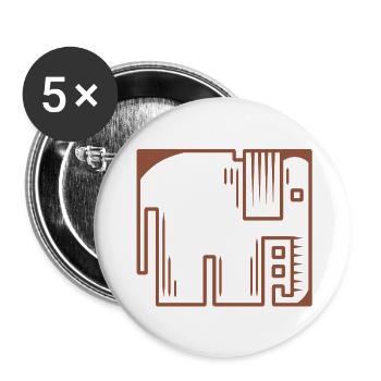 Elefant - Buttons klein 25 mm (5er Pack) - Weiß - Vorne