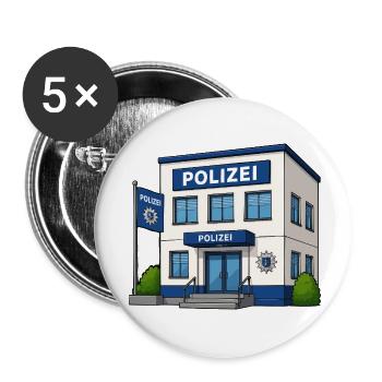Polizei Cartoon Gebäude Druckdesign - Buttons klein 25 mm (5er Pack) - Weiß - Vorne