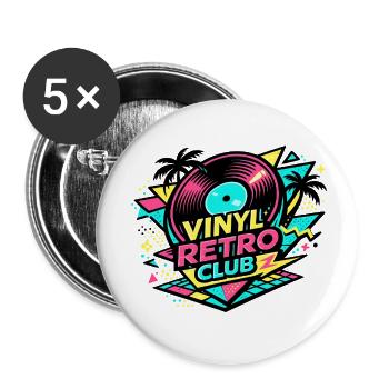 Vinyl Retro Club Neon - Buttons small 1''/25 mm (5-pack) - white - Front