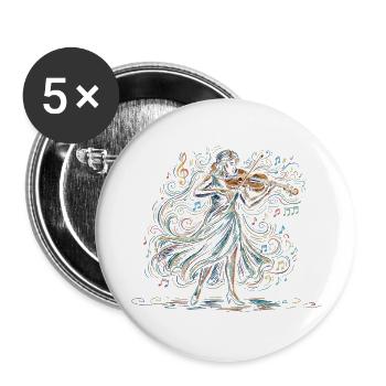 Female Violinist Playing Violin Drawing Art - Buttons small 1''/25 mm (5-pack) - white - Front