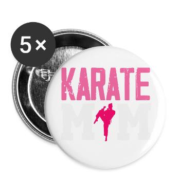 Karate Maman Arts Martiaux Mère Combattante Rose - Lot de 5 petits badges (25 mm) - blanc - Devant