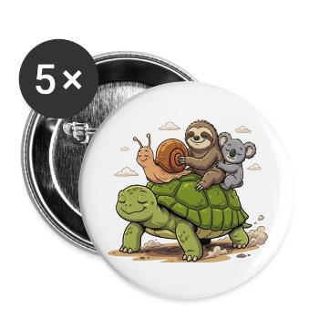 Turtle Snail Sloth Koala Anti-Stress - Buttons small 1''/25 mm (5-pack) - white - Front