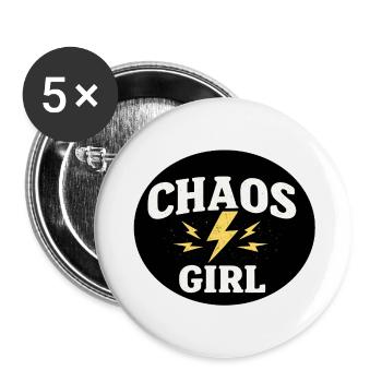 Chaos Girl - Buttons small 1''/25 mm (5-pack) - white - Front
