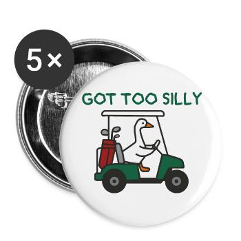 Gans im Golfwagen - Buttons klein 25 mm (5er Pack) - Weiß - Vorne