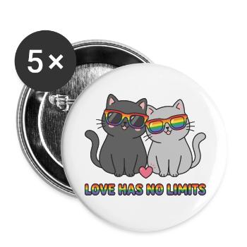 LGBTQ-Pride-Monat – Liebe kennt keine Grenzen - Buttons klein 25 mm (5er Pack) - Weiß - Vorne